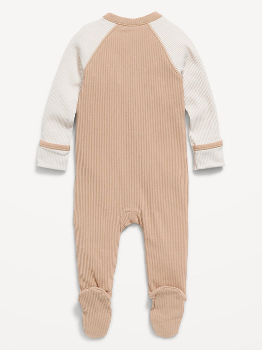 Ribbed 2-Way-Zip Sleep & Play Footed One-Piece for Baby