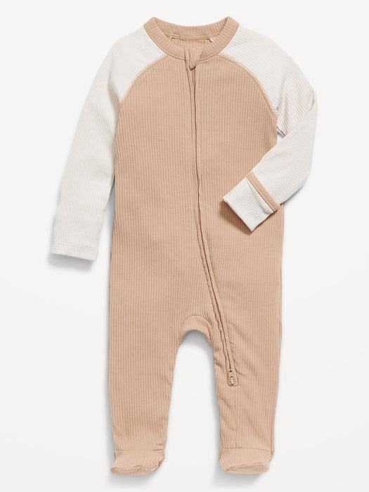 Ribbed 2-Way-Zip Sleep & Play Footed One-Piece for Baby