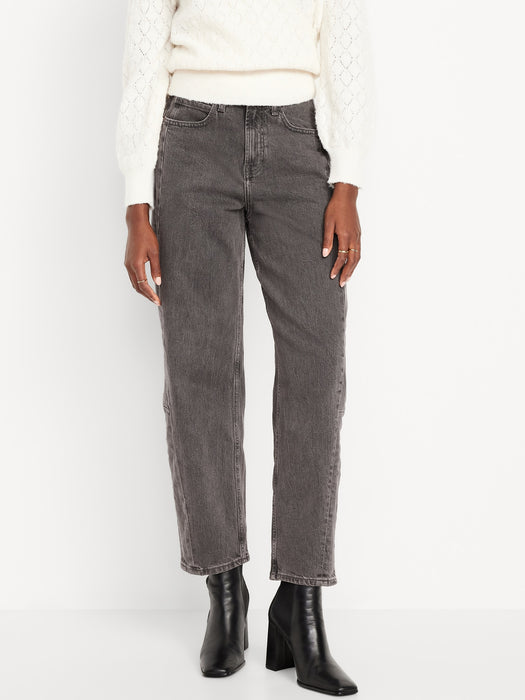 High-Waisted Baggy Barrel Ankle Jeans