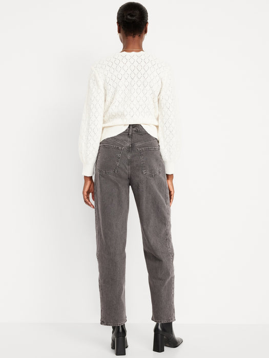 High-Waisted Baggy Barrel Ankle Jeans