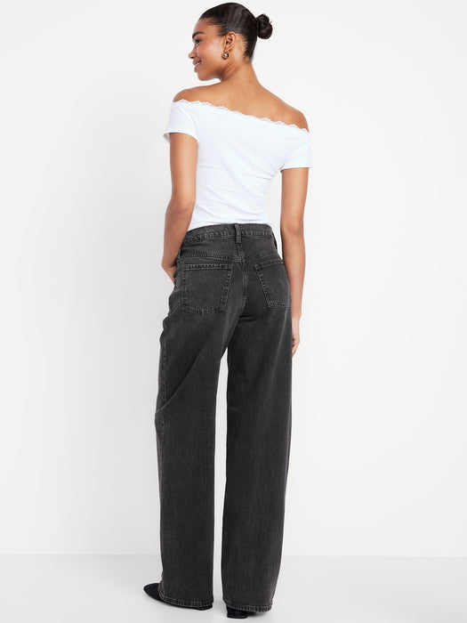 Mid-Rise Slouchy Wide-Leg Jeans