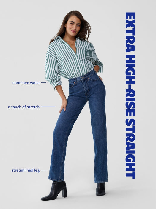 Extra High-Waisted Studded Straight Jeans