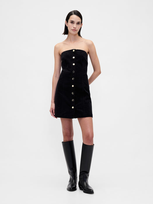 Corduroy Strapless Mini Dress