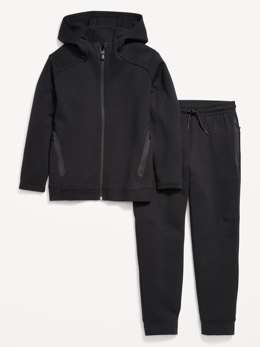 Dynamic Fleece Zip-Front Hoodie and Joggers Set for Boys