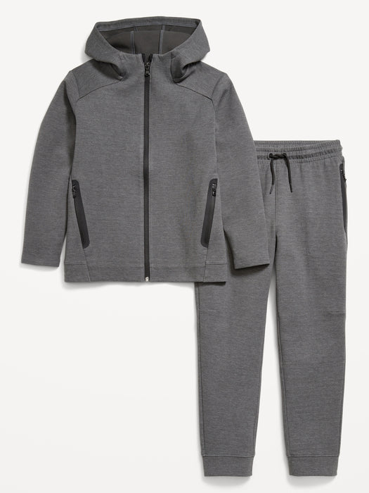 Dynamic Fleece Zip-Front Hoodie and Joggers Set for Boys