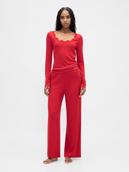 MiniRib Lace-Trim PJ Top