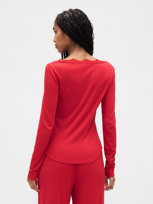 MiniRib Lace-Trim PJ Top