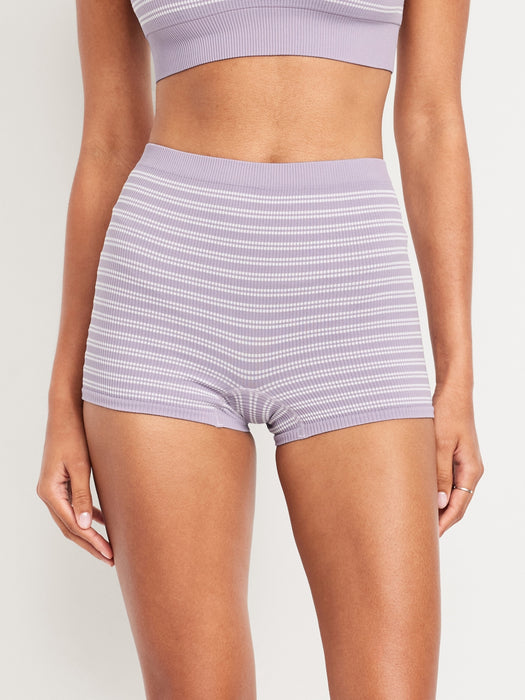 Mid-Rise Seamless Ribbed Boyshort Underwear