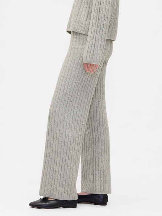 CashSoft Cable-Knit Sweater Pants