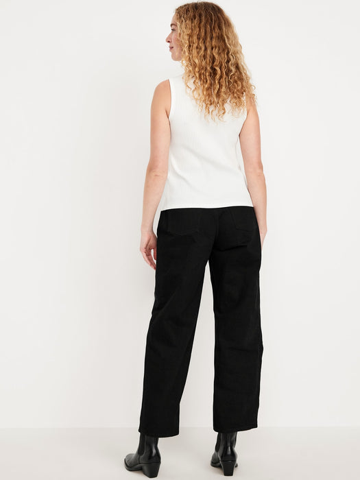 High-Waisted Baggy Barrel Ankle Jeans