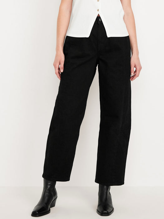 High-Waisted Baggy Barrel Ankle Jeans