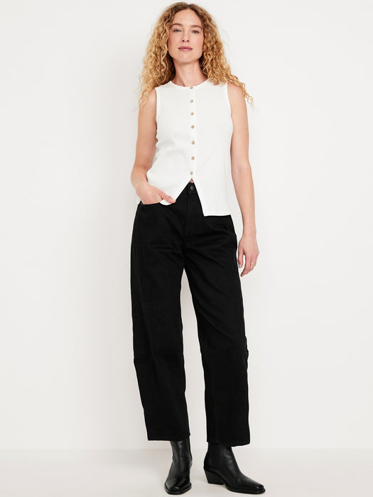 High-Waisted Baggy Barrel Ankle Jeans