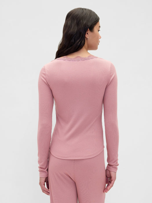 MiniRib Lace-Trim PJ Top