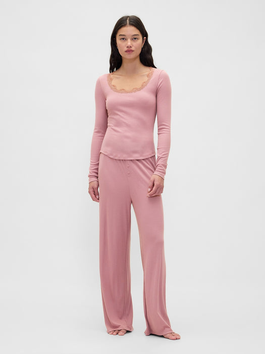 MiniRib Lace-Trim PJ Top