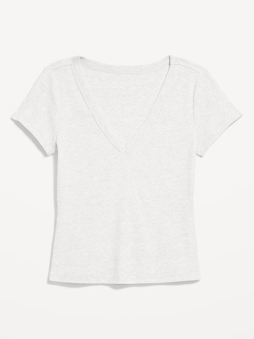 Snug Crop V-Neck Ribbed T-Shirt