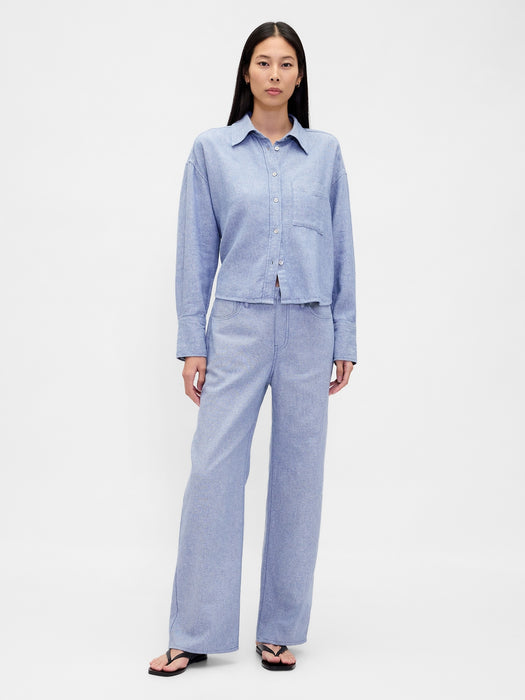 Linen-Cotton Oversized Shirt