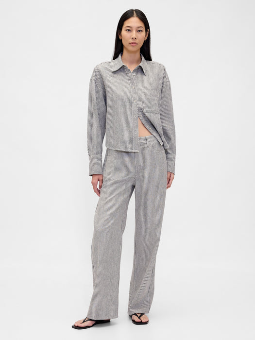 Linen-Cotton Oversized Shirt