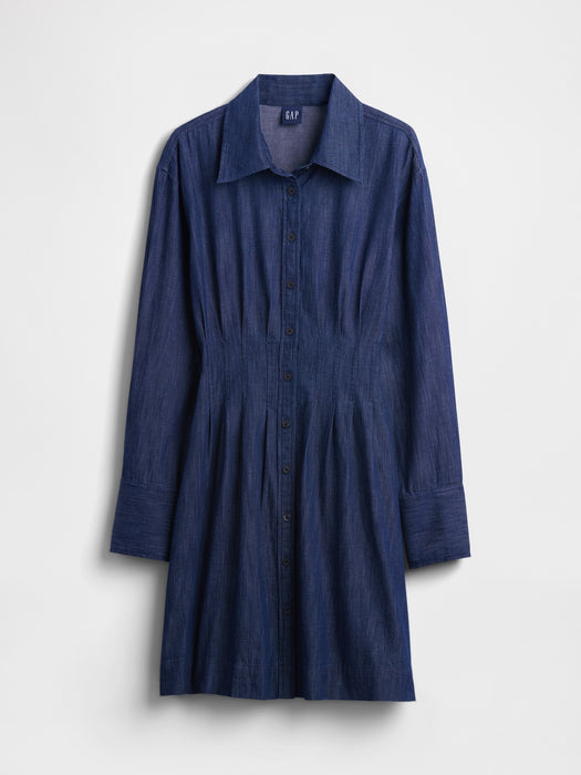 Pleated Mini Shirtdress
