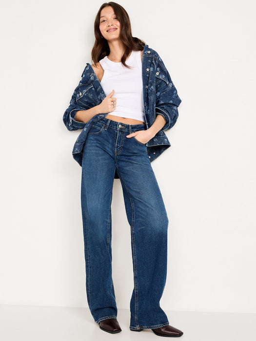 Oversized Floral Print Jean Trucker Jacket