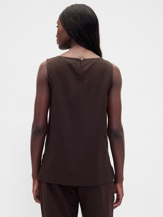 Linen-Blend Shell Tank Top