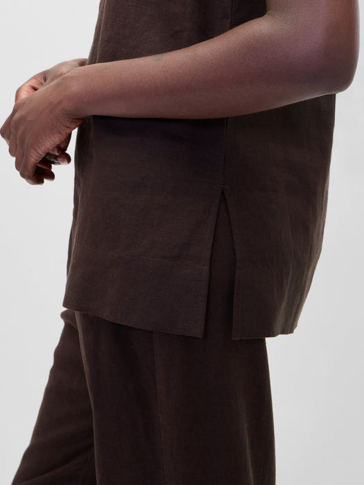 Linen-Blend Shell Tank Top