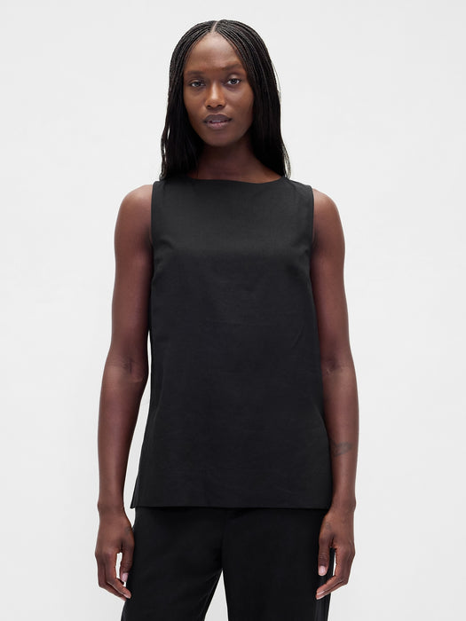 Linen-Blend Shell Tank Top