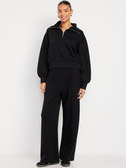 High-Waisted Bounce Fleece Wide-Leg Sweatpants