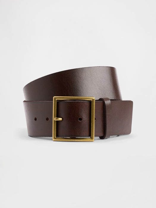 Leather Square-Buckle Belt