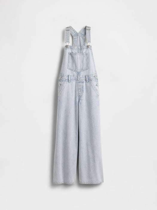 Kids Denim Stripe Baggy Overalls