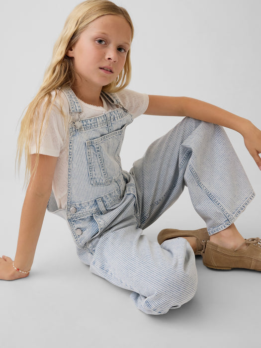 Kids Denim Stripe Baggy Overalls