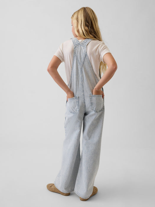 Kids Denim Stripe Baggy Overalls