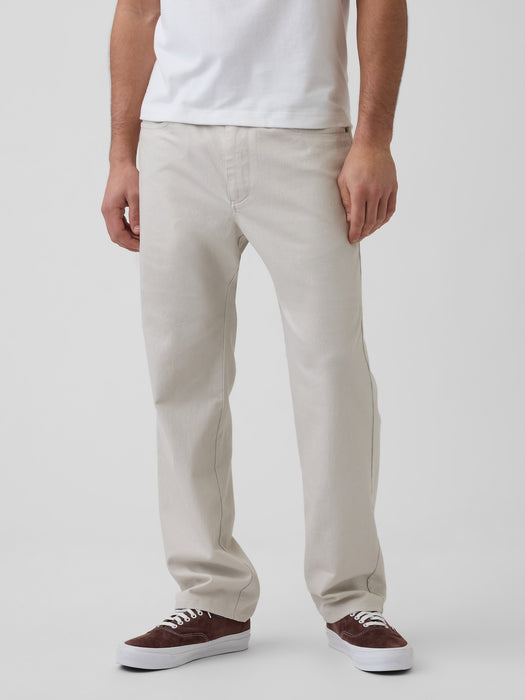Linen-Cotton Relaxed Straight Pants