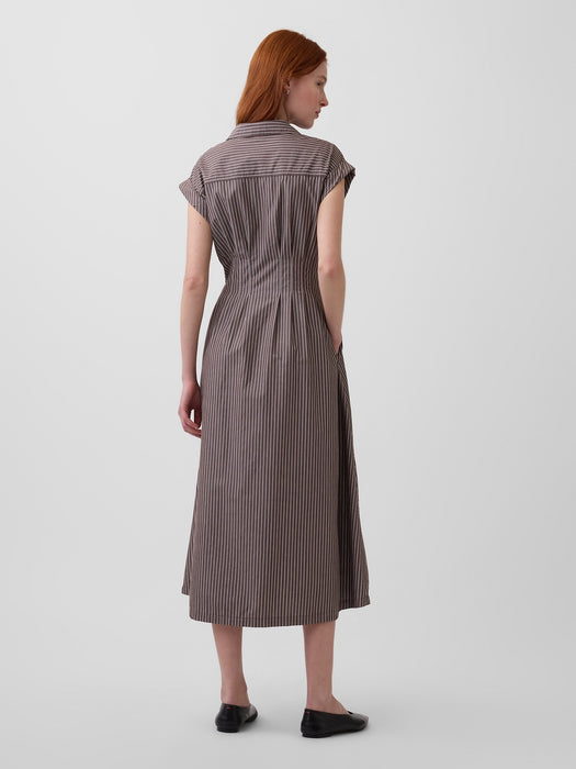 Poplin Cinched Midi Shirtdress