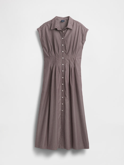 Poplin Cinched Midi Shirtdress