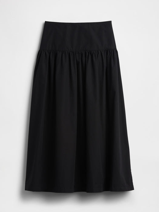 Poplin Drop-Waist Maxi Skirt