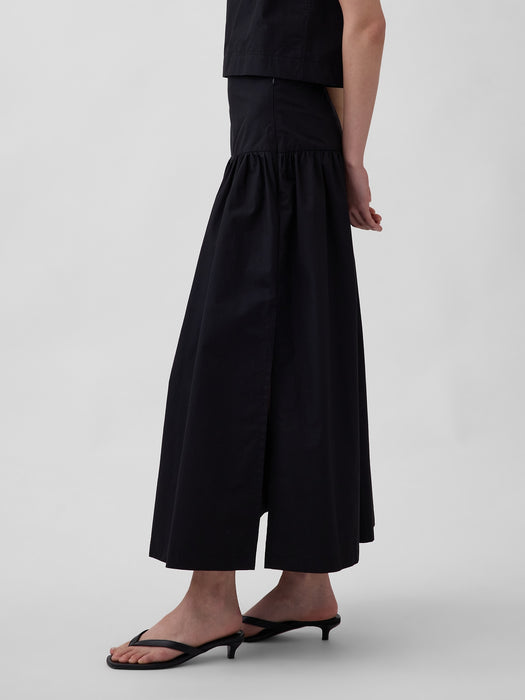 Poplin Drop-Waist Maxi Skirt