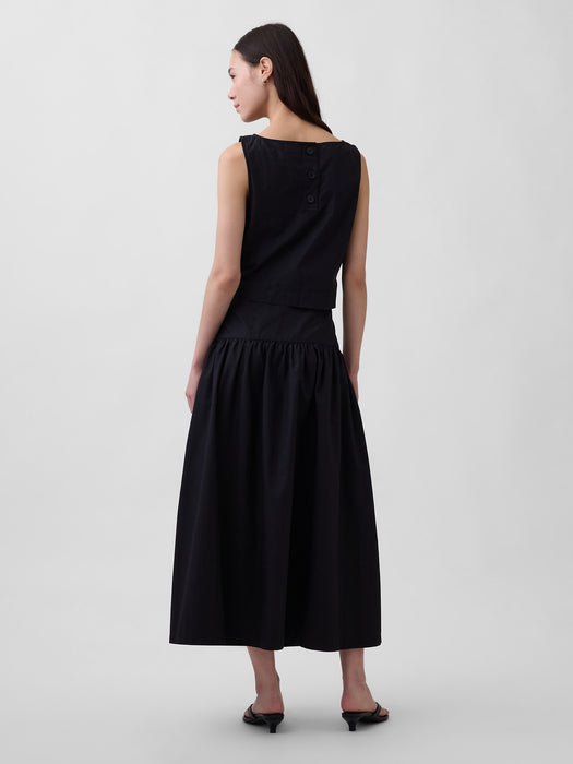 Poplin Drop-Waist Maxi Skirt