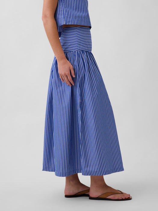 Poplin Drop-Waist Maxi Skirt