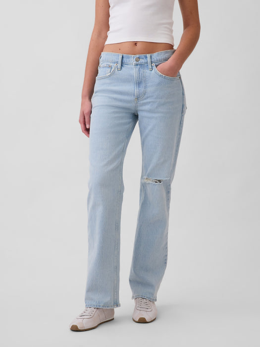 Mid Rise Relaxed Straight Jeans