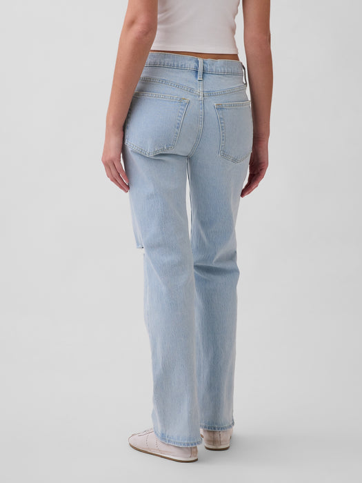 Mid Rise Relaxed Straight Jeans