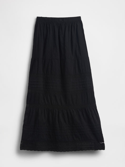 Lace-Trim Maxi Skirt