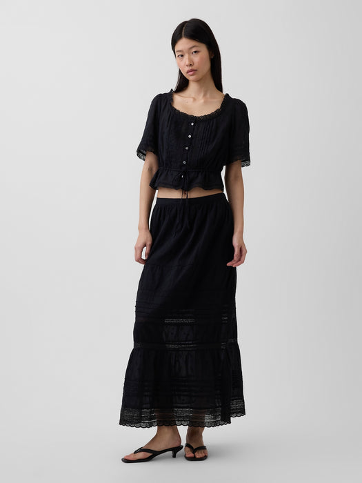 Lace-Trim Maxi Skirt