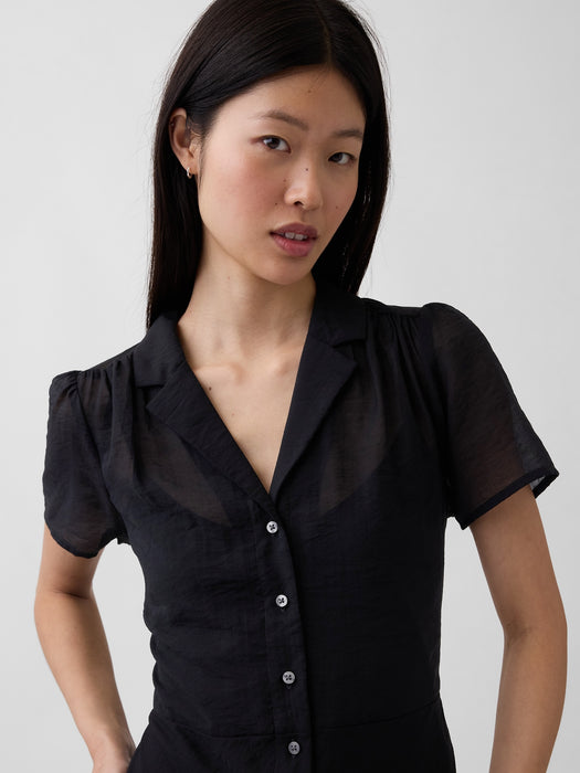 Sheer Midi Shirtdress