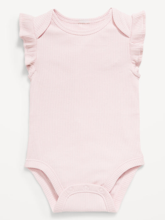 Ruffle-Sleeve Ribbed Bodysuit for Baby