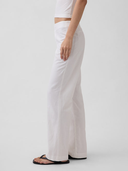 Low Rise Linen-Blend Flare Pants
