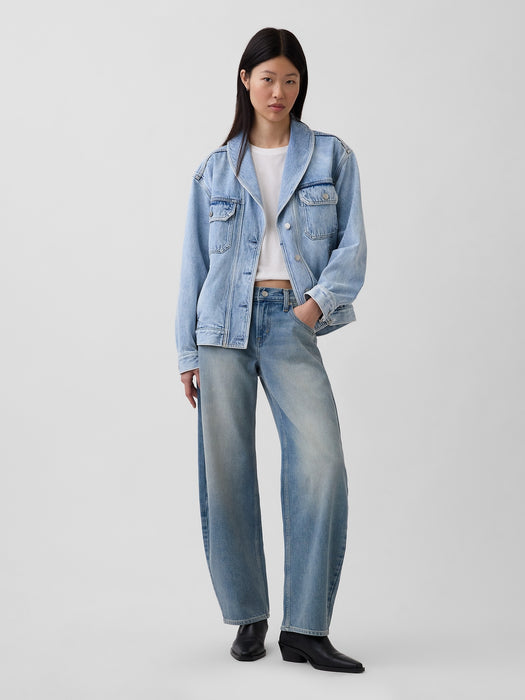 Denim Oversized Shawl Denim Jacket
