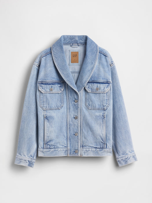 Denim Oversized Shawl Denim Jacket