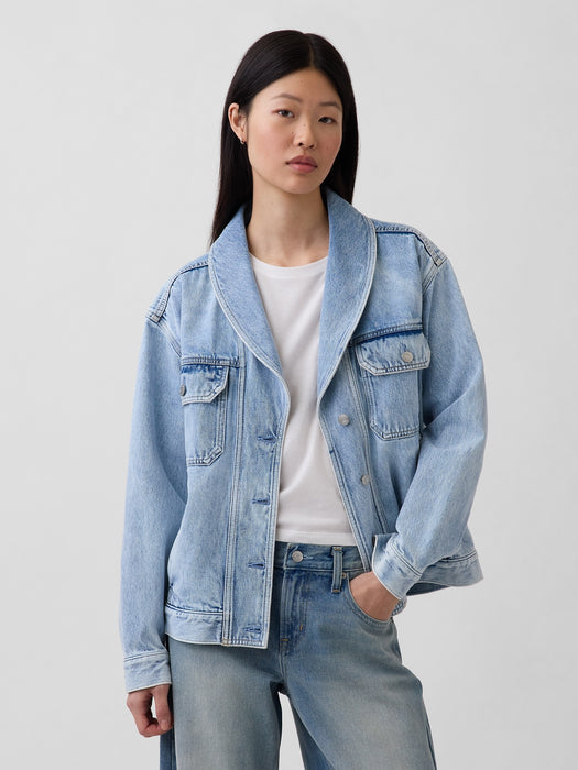 Denim Oversized Shawl Denim Jacket