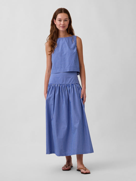 Poplin Boatneck Shell Tank Top
