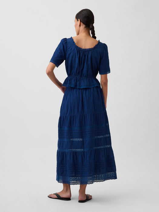 Lace-Trim Maxi Skirt